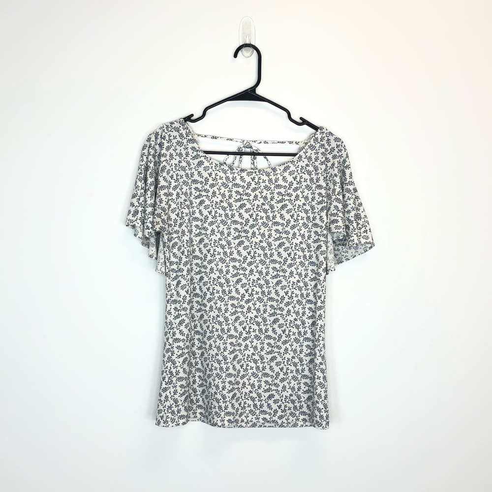 Ann Taylor Factory Floral Cape Tie Back Blouse S